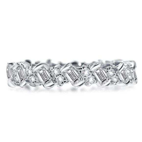 🍁Fashion Dainty Shiny Gems Zircon Silver Eternity Ring for Women, MARR9108 - Picture 3 of 7